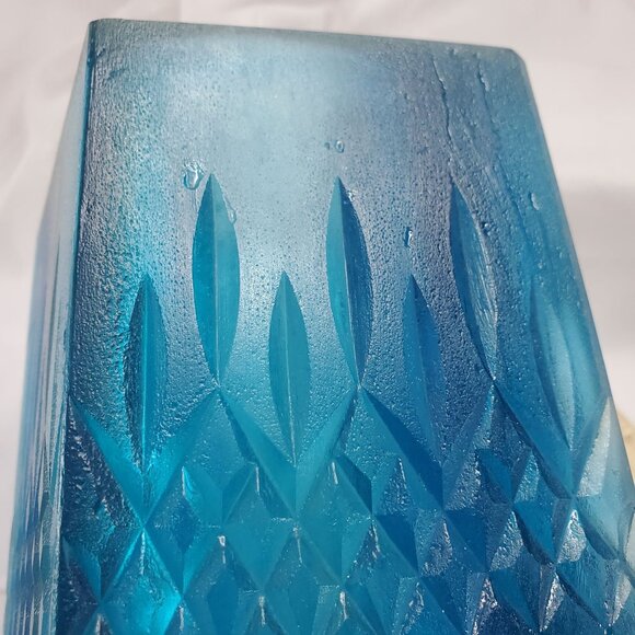 Sascha Brastoff MCM Blue Resin Square Diamond Candleholder 1950's Signed 9 3/4” - Picture 12 of 15